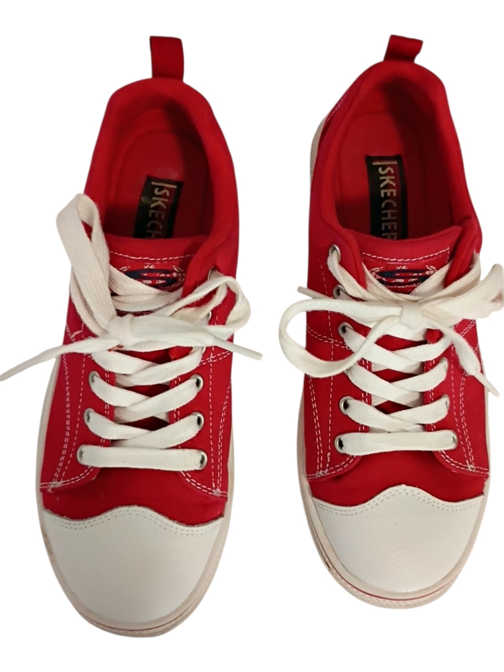 Skechers Women’s Canvas & Leather Shoes Red Roadies True Roots Sneak Size 7